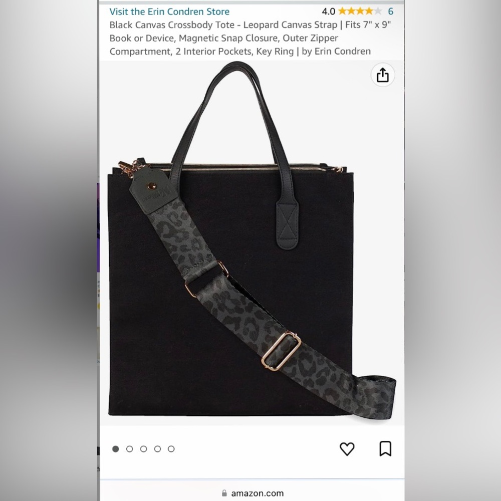 Erin Condren black canvas tote